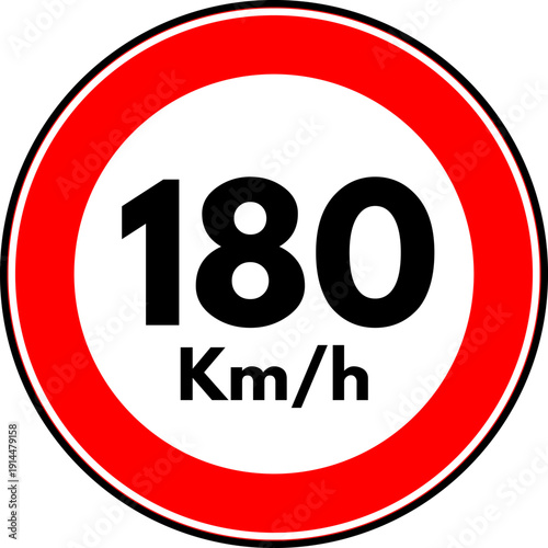 Speed Limit 180 kmh Traffic Sign Vector