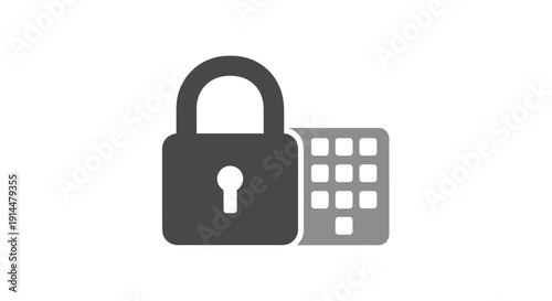 Padlock and Keypad Security Icon.