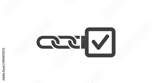 Padlock with Checkmark on Chain Link.