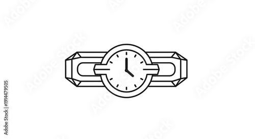 Simple Line Drawing of a Wristwatch.