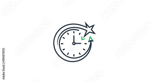Simple Line Drawing of Clock Face.