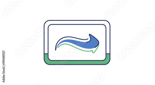 Blue Arrow Icon in Rectangular Box.