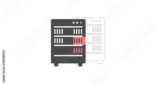 Server Rack with Red Highlighted Components.