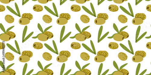 Olive Branch Seamless Food Pattern