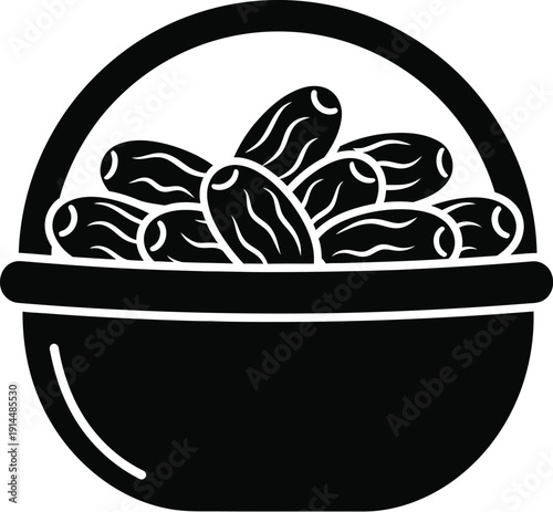 Ramadan vector illustration of dates in a bowl for fasting and holy month