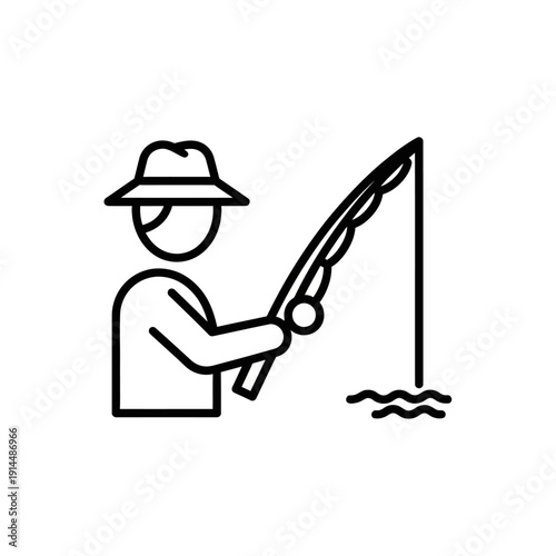 Bright and Simple Illustration of a Person Fishing with a Rod