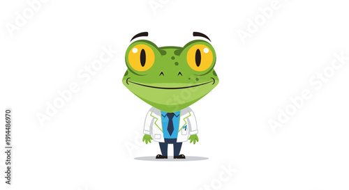 Cartoon Frog Doctor Character Illustration.
