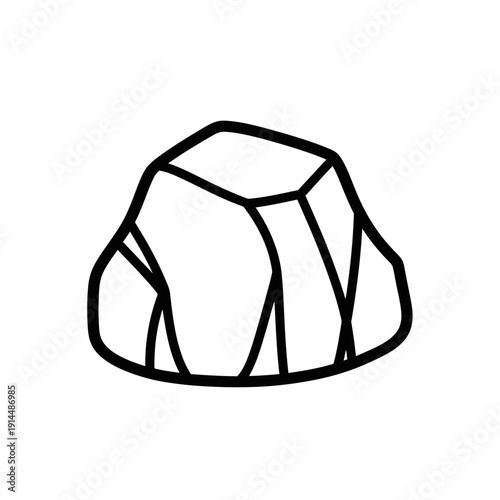 Cartoon Illustration of a Rock with Simple Black Outline on White Background for Educational Use