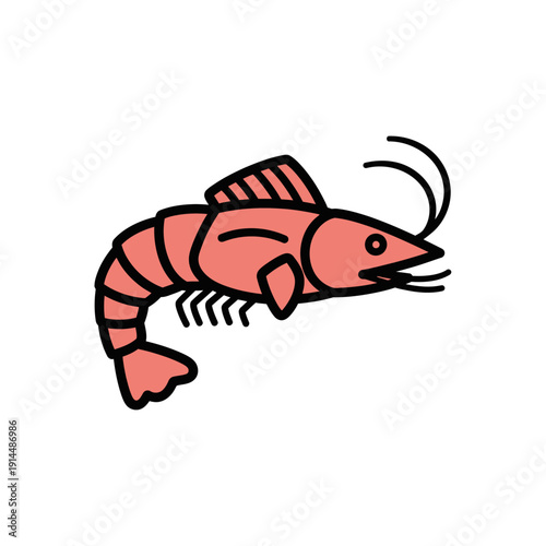 Cartoon Shrimp Illustration for Seafood and Marine Life Themes