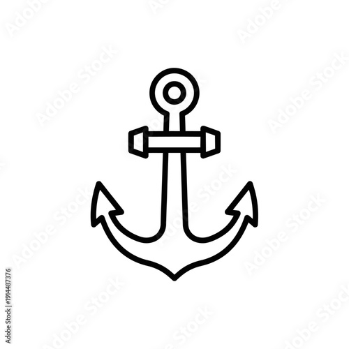 Minimalist Black and White Anchor Icon for Maritime and Nautical Themes