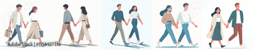 vector of a couple walking together holding hands