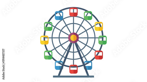 Ferris Wheel d flat vector isolated white background