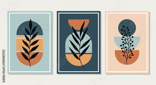 Abstract botanical art prints, minimalist wall decor