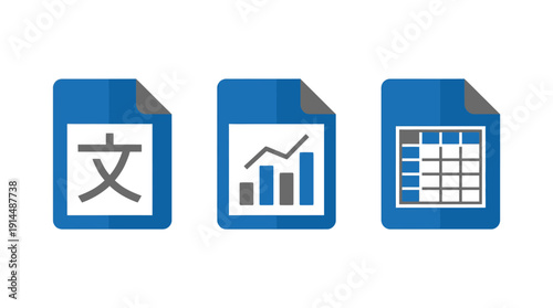 Documents d flat vector isolated white background
