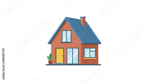 House Model d flat vector isolated white background