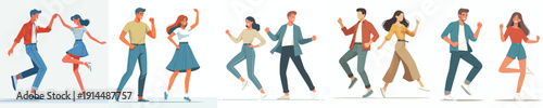 vector of a couple dancing happily together holding hands