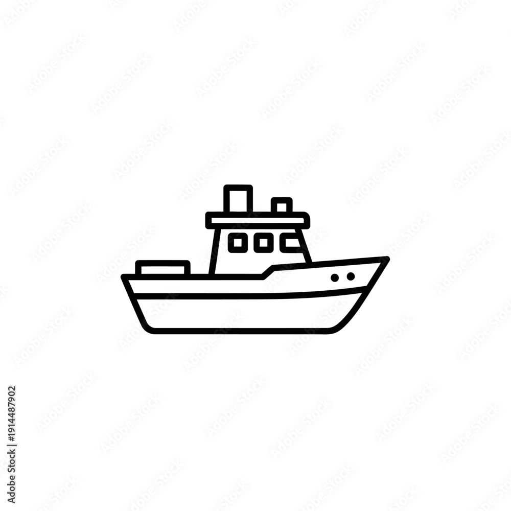 Obraz premium Minimalist Line Drawing of a Modern Boat for Maritime Themed Design