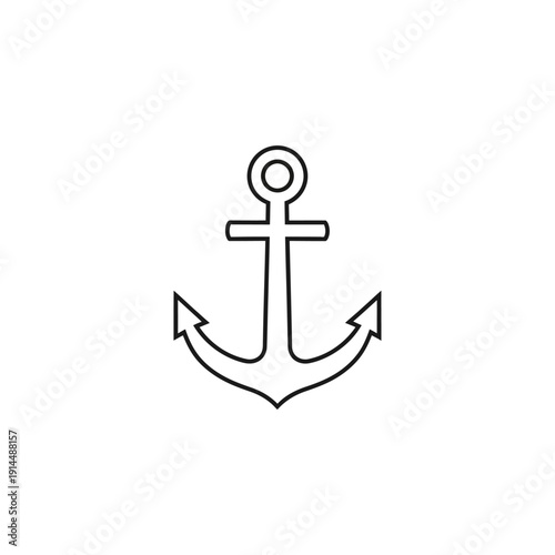 Minimalist Nautical Anchor Line Drawing for Maritime Decor