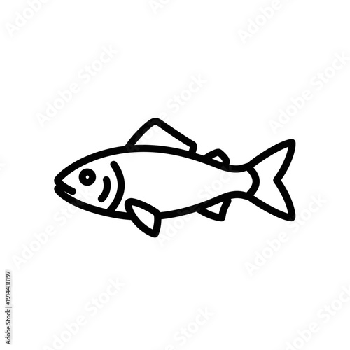 Simple Black and White Illustration of a Fish for Marine and Aquarium Themes