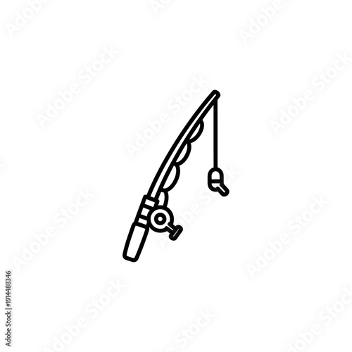 Simple Illustration of a Fishing Rod with Line and Lure for Outdoor Recreation