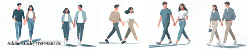 vector of a couple walking together holding hands