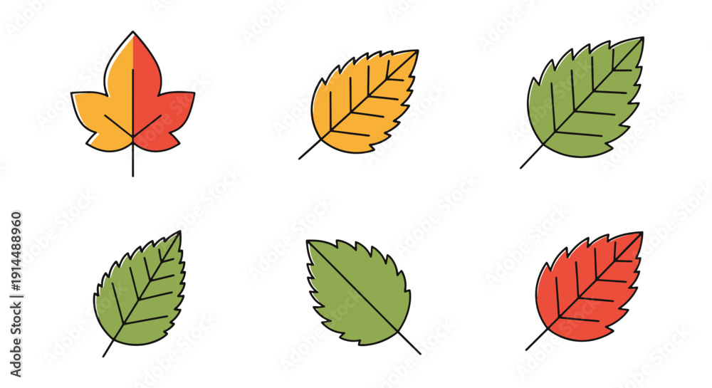 Obraz premium Falling Leaf Line colorful digital illustration dynamic abstract color vector