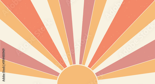 Retro sunrise background, vintage sunburst rays, pastel colors