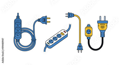 Extension Cord Line dynamic abstract style vector
