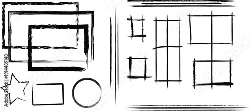 Geometric Shapes in Sketch Style: A collection of various geometrical shapes and lines, hand-drawn and presented in a sketchy style, offering an artistic touch for creative design needs.