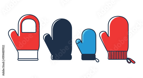 Finger Mittens Line soft tone vector illustration
