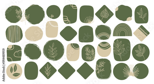 abstract shapes, green organic design elements, nature background