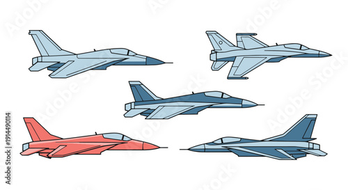 Fighter Jet Line art abstract color vector design