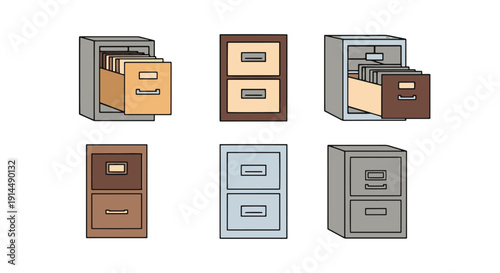 Filing Cabinet Line flat illustration modern abstract minimal vector