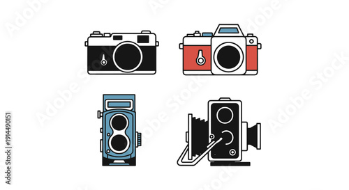 Film Camera Line art creative abstract style vector
