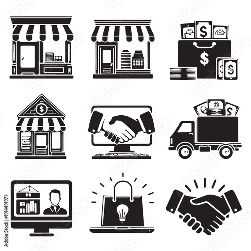 Black Starting small business Silhouette Vector, High Quality Illustration on White Background