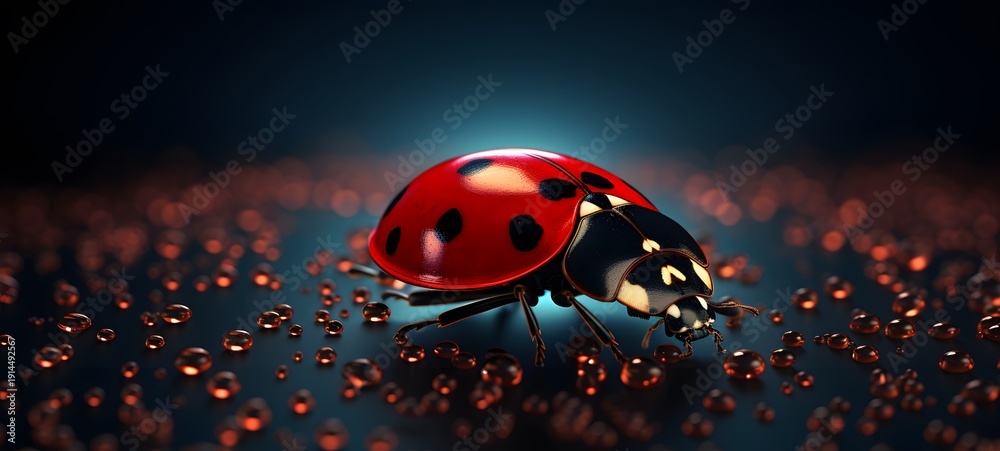 Naklejka premium silhouette of ladybug,generative AI