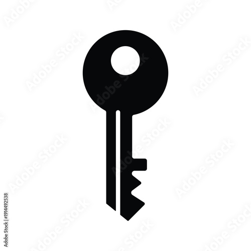 Key vector illustration isolated on white background showing a metallic door key symbol for security access and home safety concept