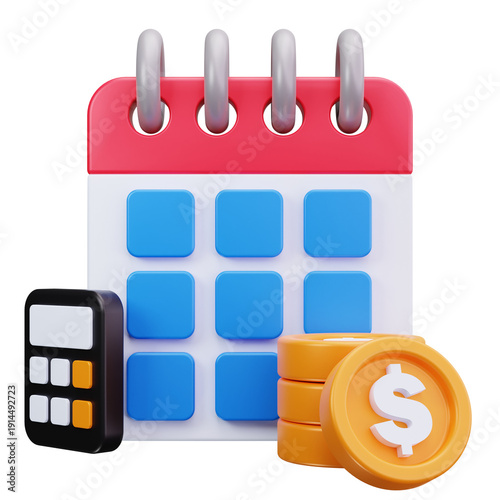 3D Financial Calendar Payment Schedule Icon
