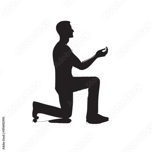 Black Proposal kneeling Silhouette Vector, High Quality Illustration on White Background