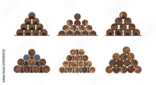 Firewood Stack Line soft tone color illustration