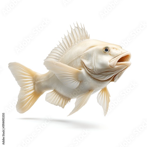Lively White Fish Swimming Gracefully Underwater in a Clear Aquatic Environment