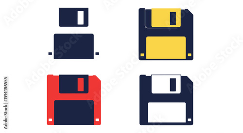 Floppy Disk Line art minimal graphic color vector