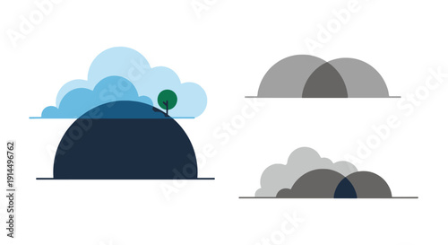 Foggy Hilltop Line creative color vector design