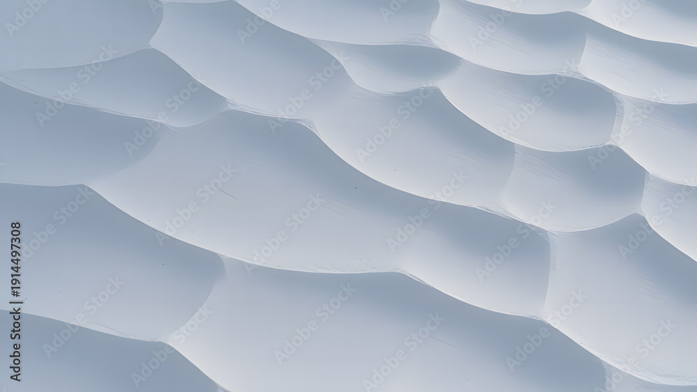 Fototapeta premium Abstract Geometric Snow Sculptures with Curved Wind-Swept Ridges in Minimalist Arctic Tundra