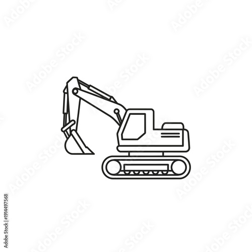 Construction Excavator Working in Construction Site with Heavy Machinery