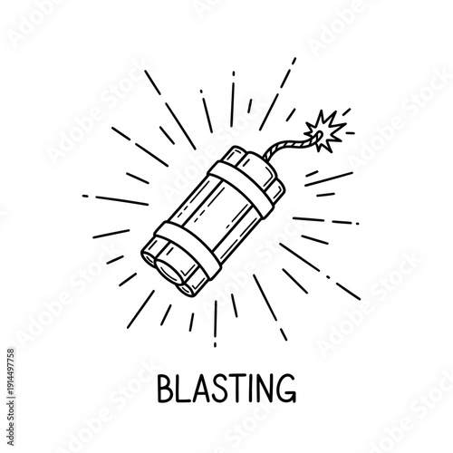Illustration of a Explosive Bomb with a Fused Detonator and Spark