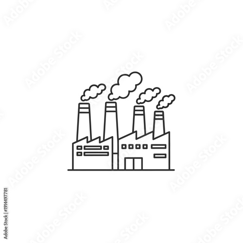Illustration of a Factory Emitting Smoke with Environmental Impact Concept