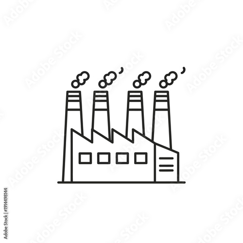 Industrial Factory with Smokestacks Emitting Pollution in a Modern Urban Environment