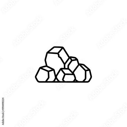Minimalist Black Line Drawing of a Pile of Cubic Crystals for Scientific and Artistic Use