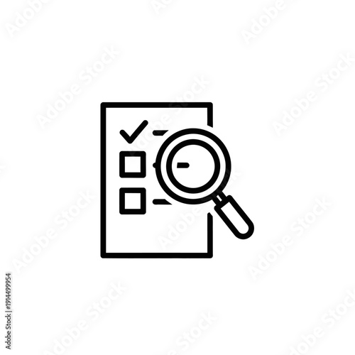Detailed Analysis and Inspection of Data Checklist with Magnifying Glass